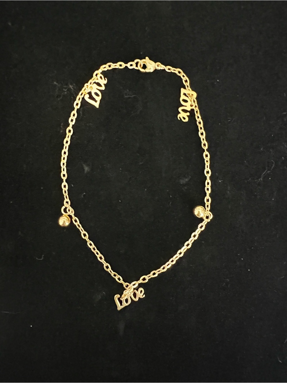 Gold Love Charm Anklet Stainless Steel